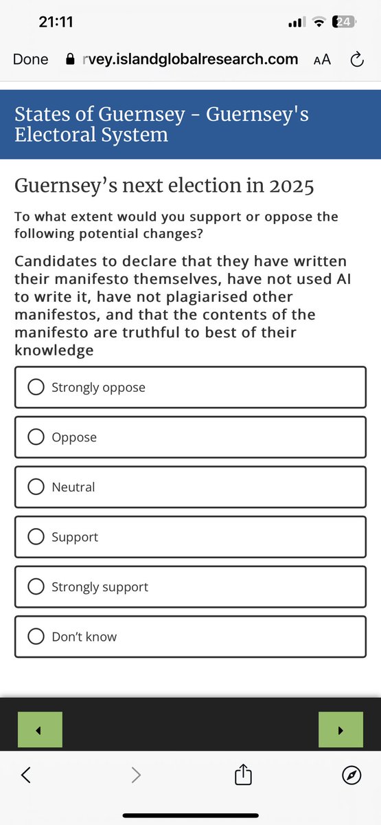 Hey ⁦<a href="/Govgg/">States of Guernsey</a>⁩ how do I answer this question if I don’t care if someone’s used AI to express their feelings and intentions - but do care if someone has lied or stolen from elsewhere? Also does that include predictive typing, spell-checking, or other tools like Grammarly? Thx