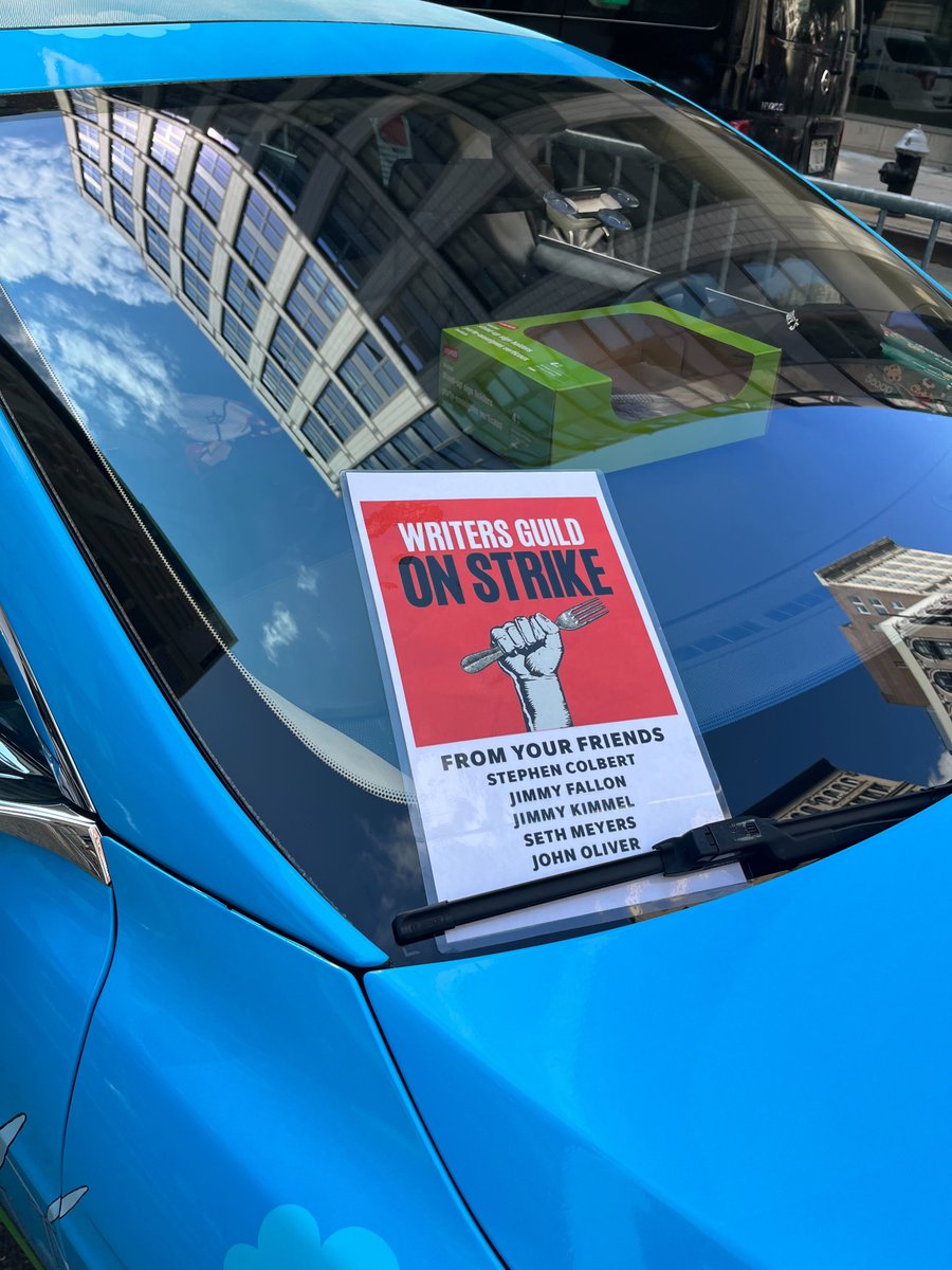 Stephen Colbert, Jimmy Fallon, Jimmy Kimmel, Seth Meyers and John Oliver sent Ben & Jerry's catering to writers picketing outside the Netflix office in New York City.