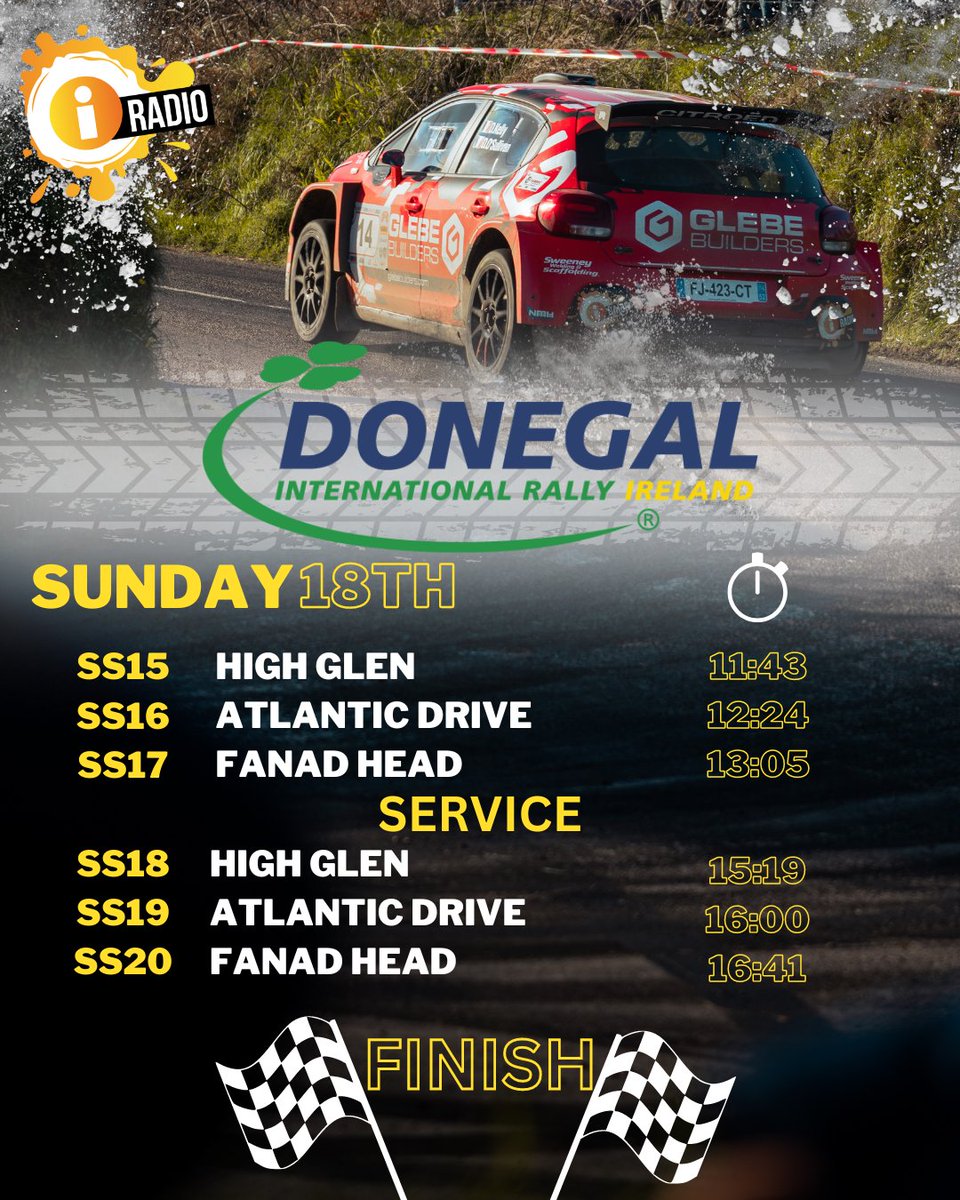 DAY 3️⃣

Time to bring it home over some legendary stretches of tarmac 😎

<a href="/thisisiradio/">iRadio</a> #DonegalRally