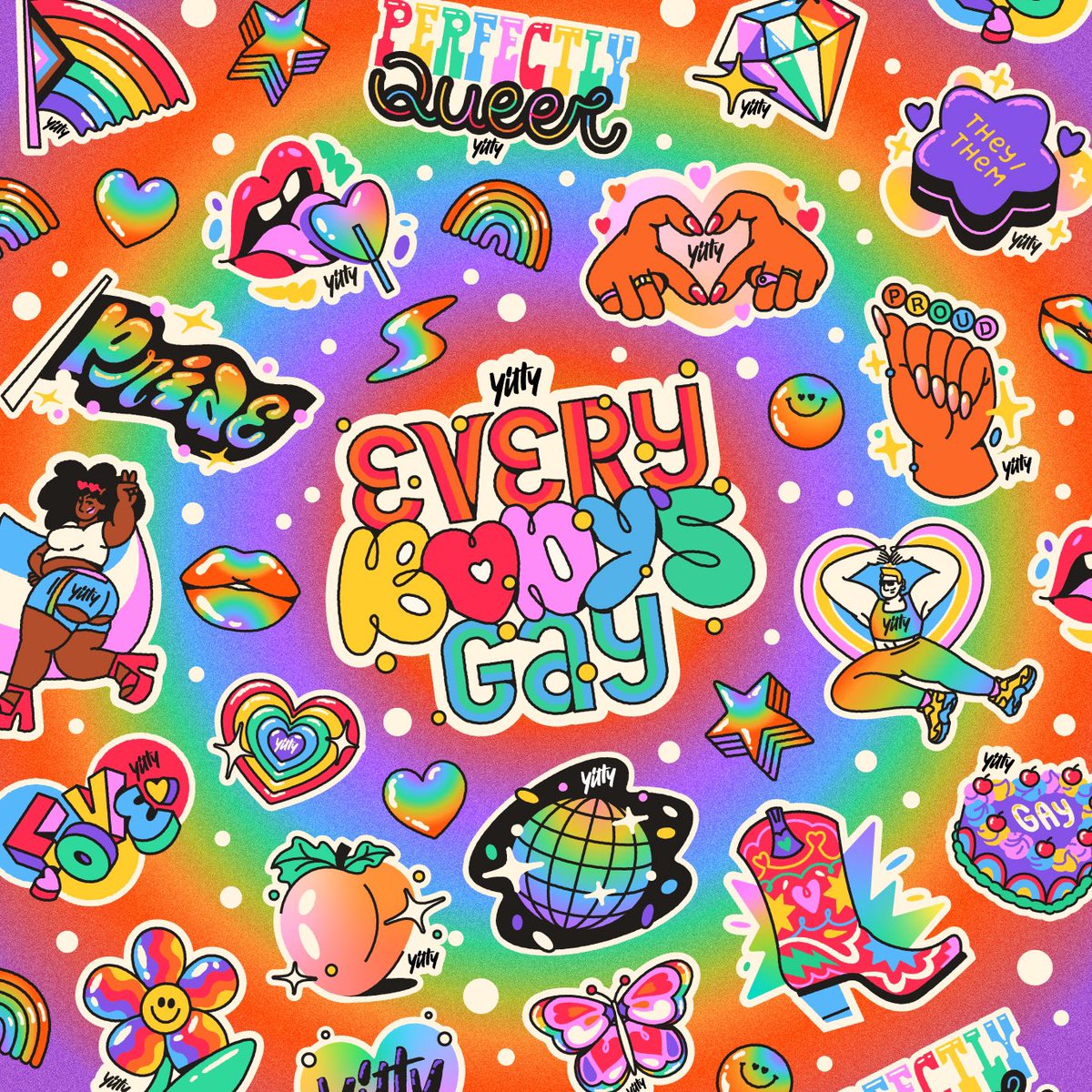 claracandelot's tweet photo. finalmente posso contar que ILUSTREI PRA MARCA DE ROUPA DA LIZZOOO ❤️🧡💛💚🩵💜 fiz um monte de gifs pra campanha de PRIDE da Yitty e o resultado completo tá no meu Behance: https://t.co/UYAg67LDFX https://t.co/zm9d9FUARQ
