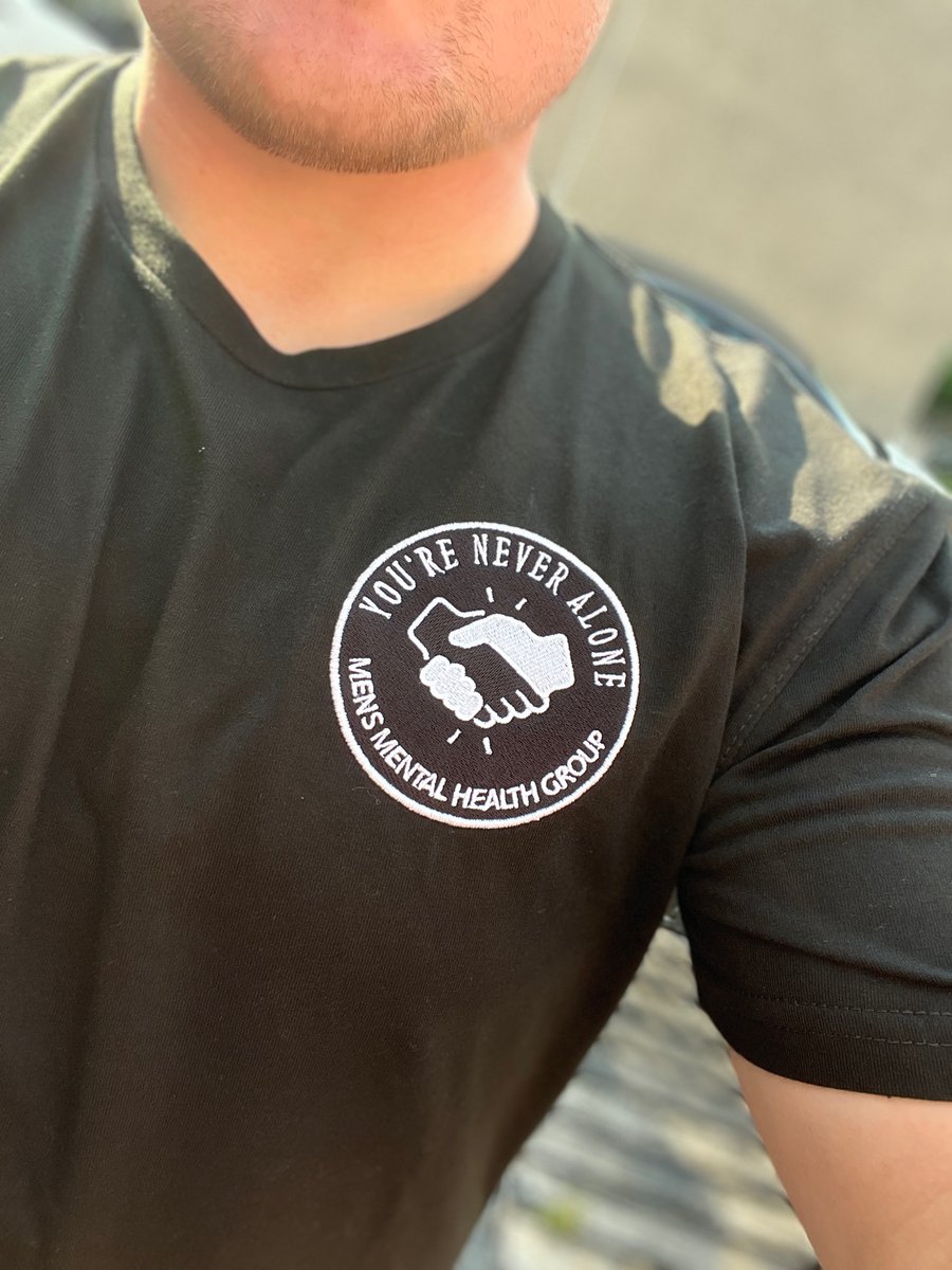 New and improved T-shirts with fully embroidered badge.. sizes S-XXL 

message us to purchase yours 
#mensmentalhealth #merch #movement