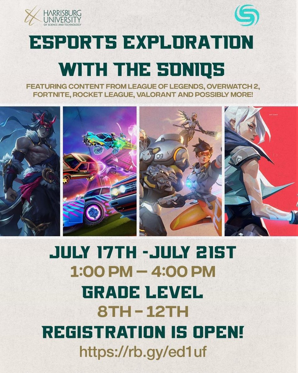 Summer Enrichment is happening at @HarrisburgU ‼️ Sign-ups are still available for upcoming weeks in June and July! Check out the newly added @SoniqsEsports and @HUStormEsports Summer Exploration. 

#EsportsEDU #STEMLearning

enrichment.harrisburgu.edu