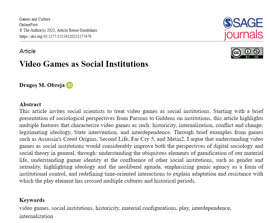 ObrejaDragos's tweet photo. Treating video games as social institutions should make it easier to understand the close relationship between them and other closely related institutions, such as gender and sexuality, along with the historical role that assured their endurance 🤓👇
https://t.co/5dtqTtZdN7 https://t.co/5eVUgRwRN3