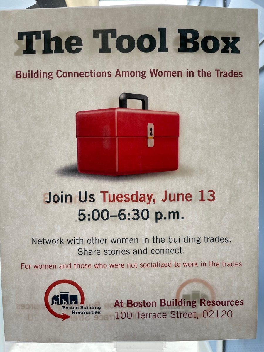 Attention Boston Women in the Building Trades!
Stop by BBR Reuse Center tonight, Tue June 13, from 5:00 till 6:30, enjoy some refreshments while networking with others. 88 Terrace St Roxbury. #womeninthetrades #womencontractors #womenbuilders #womenownedbusiness #bostonpainters
