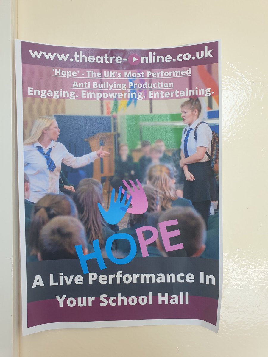 Loved seeing a poster for the show when we arrived at West Road Primary in @MyDoncaster today. Such a great afternoon performing for Year 2 - 6. Thanks for having us. #Hope #TheatreInEducation