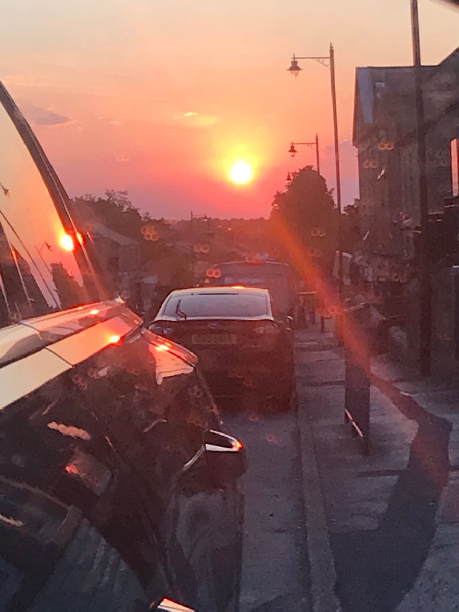 What’s that in the mirror? - oh yeah - an absolute belter of a #Lancashire sunset perfectly lined up with Berry Lane, Longridge !