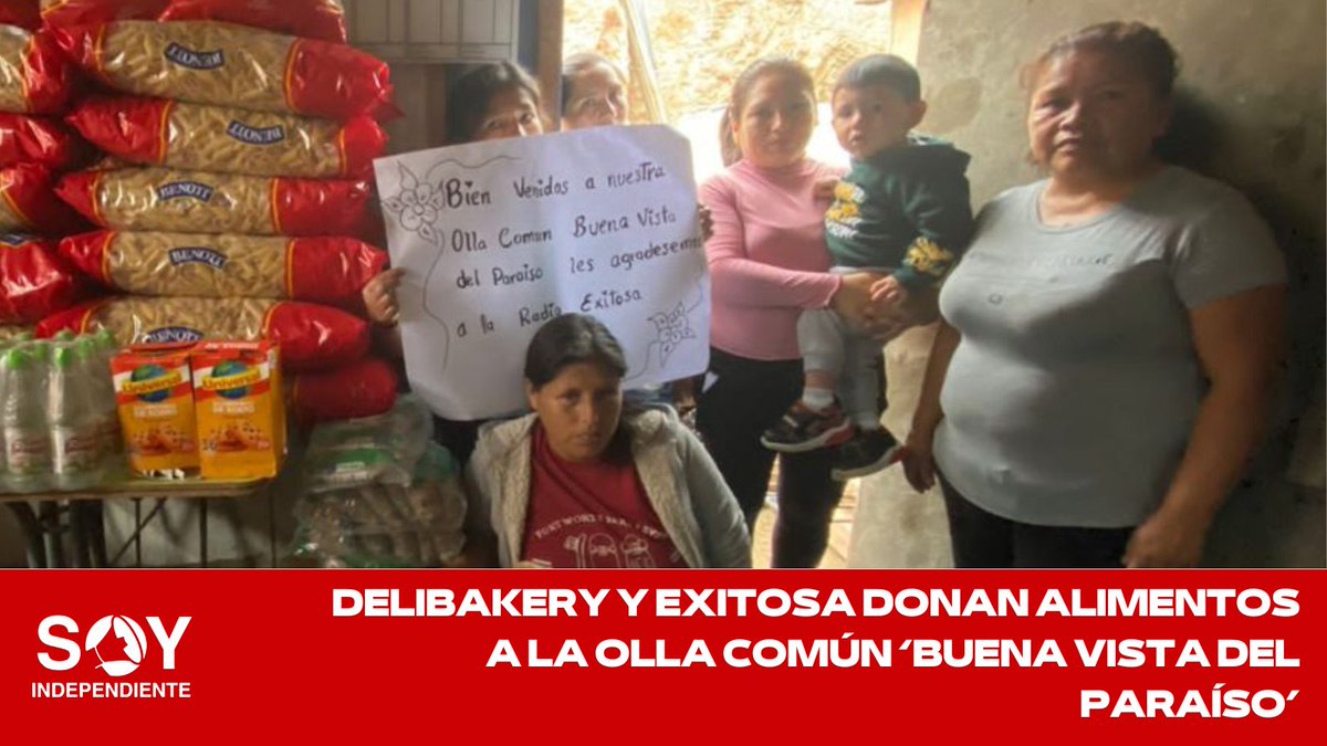 🤲🏻 #Delibakery y #Exitosa llevaron una importante entrega de donaciones a la #ollacomún ‘#BuenaVistadelParaíso’, que ayuda a más de 70 personas en #VillaMaría del Triunfo (#VMT). 👉🏻 n9.cl/9a3mm