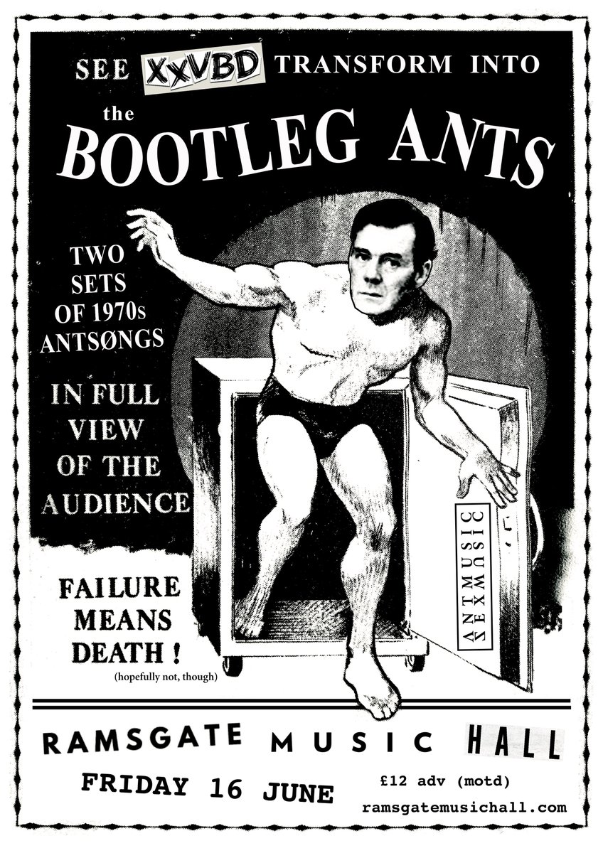 Friday 16 June is fast approaching. THE BOOTLEG ANTS are playing the perfect @RamsgateMH. Expect seminal Ants LP #DirkWearsWhiteSox in its entirety, plus a second set of 1970s Antsøngs! 💕

#AntmusicForSeasidePeople #AdamAndTheAnts #TheBootlegAnts #XXVBD #Artpunk #AdamAnt