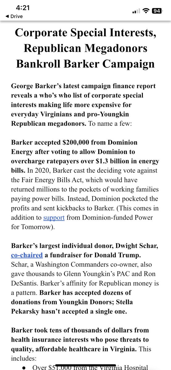 sgpekarsky's tweet image. My opponent’s largest individual donor co-hosted a fundraiser for Trump.

My opponent took $200k from Dominion Energy - straight from your power bills. 

I’m running to support the families of our community, not corporate special interests.