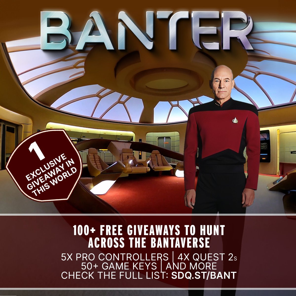 Are you ready to take command? Banter VR presents the Star Trek Bridge world, where a FREE giveaway awaits you 🌟

Join the crew and enter the 100+ giveaways happening across the Bantaverse! 🌌

#BanterVR #StarTrekBridge #FreeGiveaways