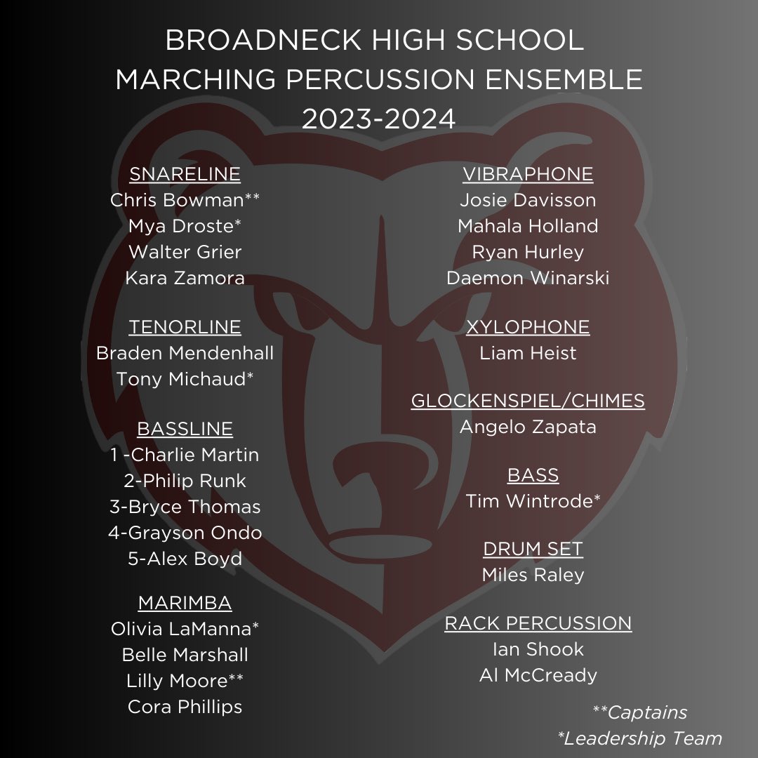 2023-2024 Broadneck Marching Percussion Ensemble