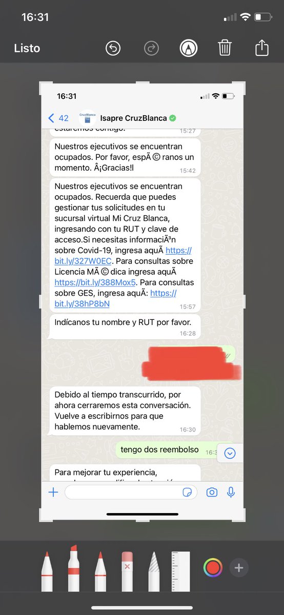 ALEPOBLETER's tweet photo. @ICruzBlanca esperar una hora y media por whatsapp para que me atiendan y por demorarme dos min en responder eliminan el chat? Francamente ….. https://t.co/JBtfOCtf3A