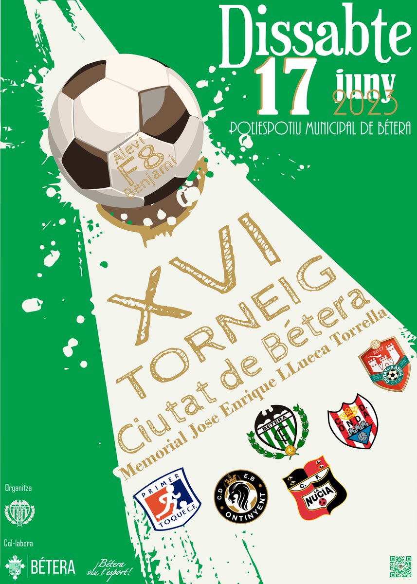 El sábado 17 vuelve el XVI Torneo "Ciutad de Betera" memoria José Enrique LLueca Torrella.
Alevines y benjamines
<a href="/primertoquecf/">Primer Toque CF</a>  <a href="/cfnucia/">CF La Nucía</a> <a href="/cdontinyent/">Club Deportivo Ontinyent EB</a> <a href="/CD_ONDA_/">Club Deportivo Onda</a>  <a href="/ciutatdexativa/">Ciutat de Xàtiva CFB</a> @udbetera