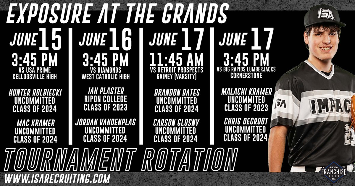 🚨17U BLACK pitching rotation🚨

@ExposedatGrands

#ISAproud #MakeAnImpact #TournamentSeason #PitchingRotation #Baseball