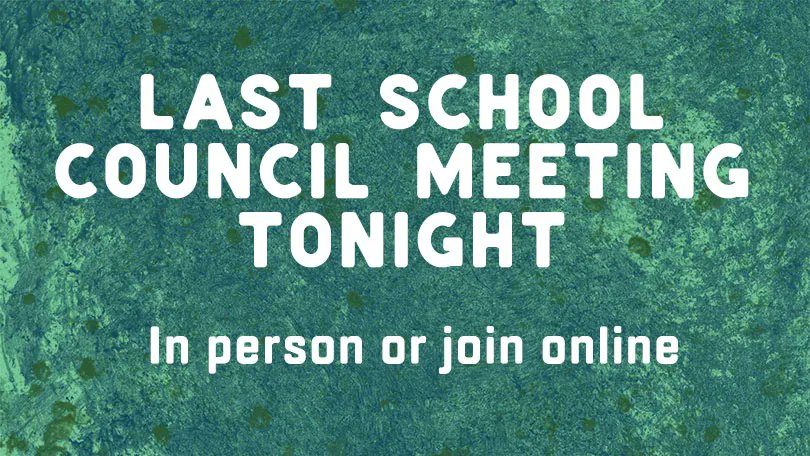 School Council Meeting tonight - Last one of the 2022-23 School Year. 6:30pm, In our Learning Commons or online. Link on the website: buff.ly/3NpxsyW