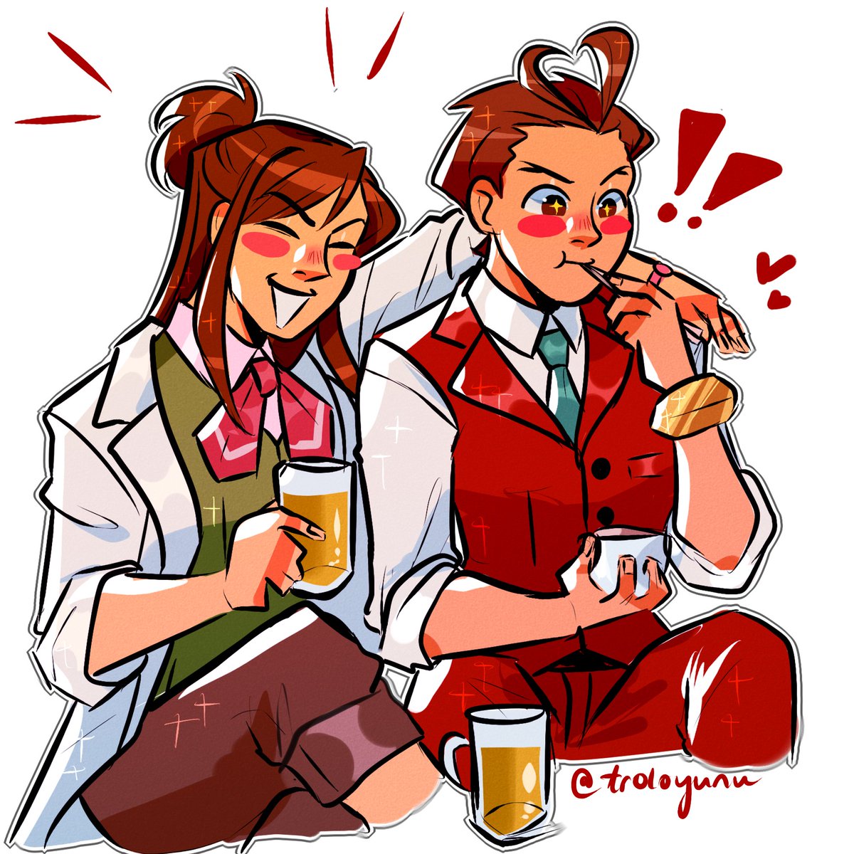 in honor of the apollo justice news, heres a redraw from one of the aa4 official art pieces that i drew but didn't post before! i absolutely adore that piece bc. apollo ema bffism...
#aceattorney