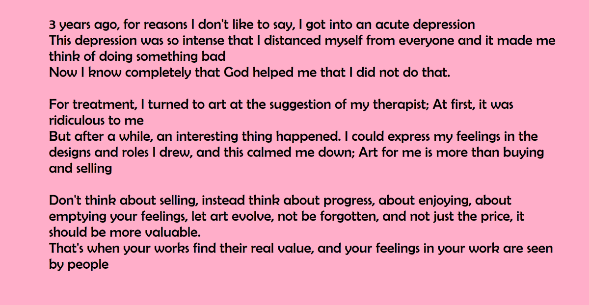 rahal_art's tweet photo. It was an interesting idea. Instead of saying good night tonight, I want to say something that I felt and experienced myself.
Because the text was too much😅, it could not fit in one tweet. Please take the time to read it.🥰🐰
A tip from my life❤️💜☂️😊
#Gm
#TezosTipsday https://t.co/6gx4iE5WIR