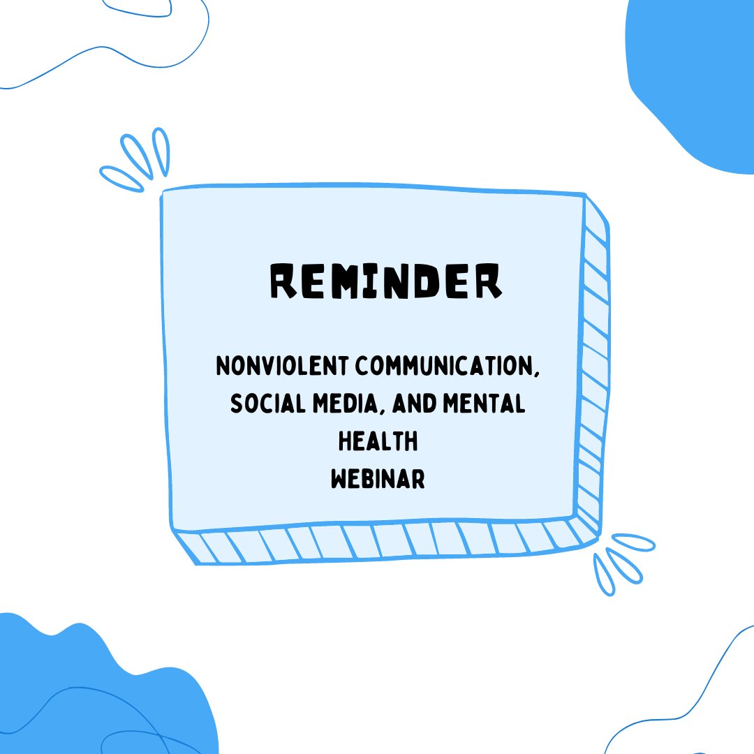 Reminder: Our Nonviolent Communication, Social Media, and Mental Health webinar is happening next Tuesday! 
•

•

•

•
#ACEs #traumaresponse #NVC #education #nonprofit #nonprofit #charity #community #giveback #socialgood #philanthropy #hope #makeadifference #children