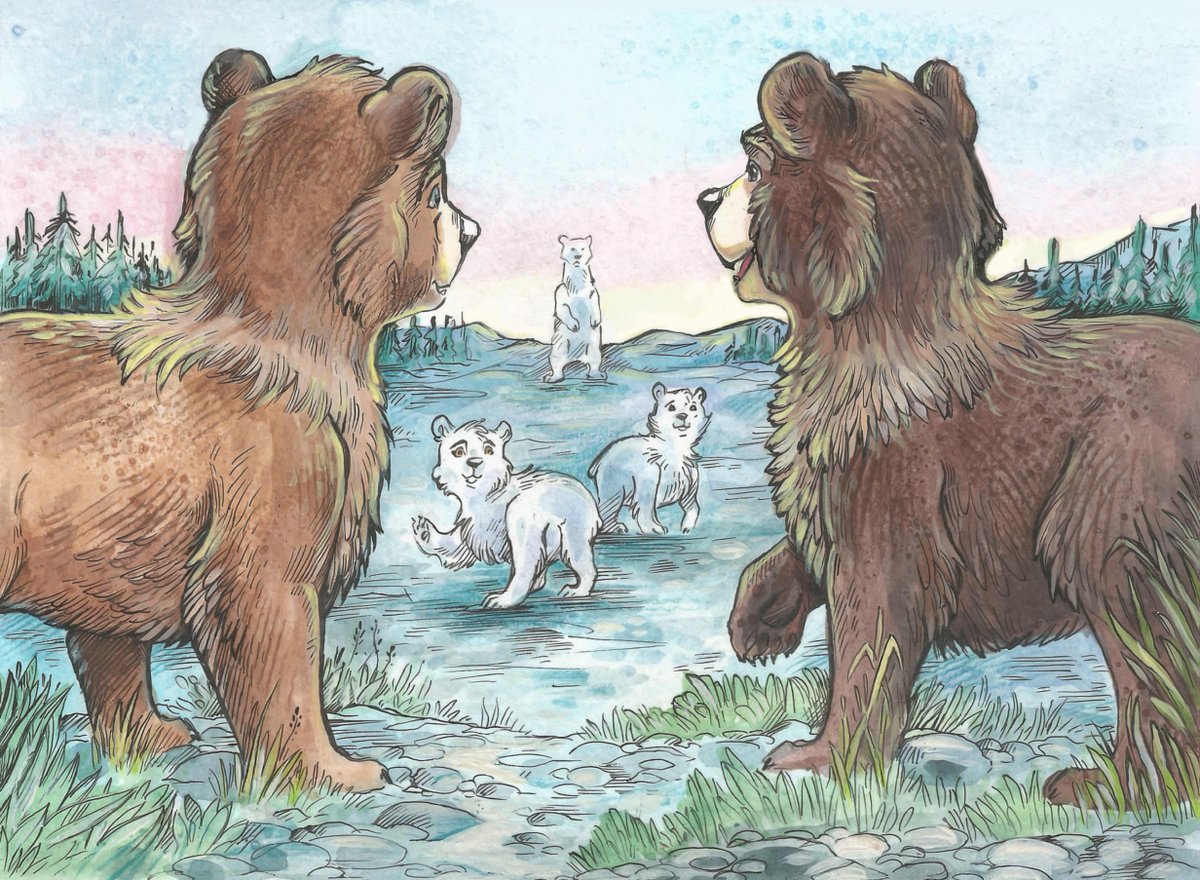 Illustrations for the short story “Winter unrest' by Nikolay Bautin

This is the story about restless bear cubs, which ran off for adventures, because winter rest is too boring
#bear #play #bearcub #snow #childrensbookart #childrensbook #animalart #bears #forest #river #polarbear