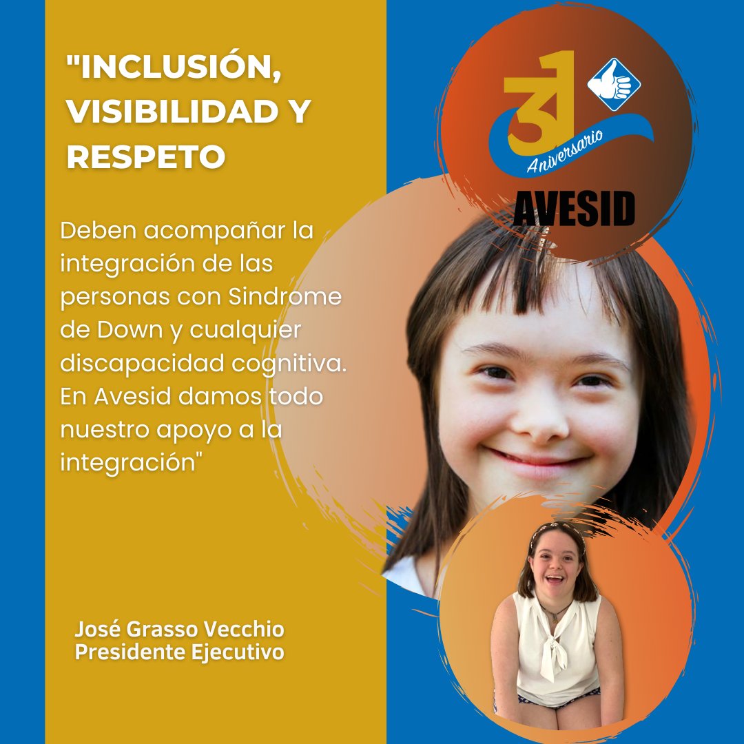 "Inclusión, visibilidad y respeto deben acompañar la integración de las personas con Sindrome de Down y cualquier discapacidad cognitiva. En <a href="/avesid/">AVESID</a> damos todo nuestro apoyo a la integración" José Grasso Vecchio-Presidente ejecutivo