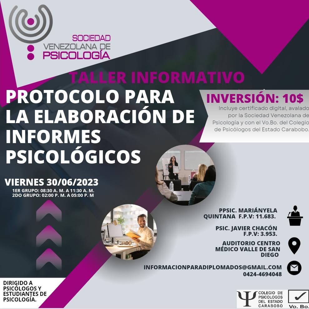 svpsicol's tweet photo. Protocolo para la elaboración de informes psicológicos

Para mayor información e inscripción contáctanos a través del correo informacionparadiplomados@gmail.com o vía WhatsApp a través del número 0424-4694048.

#Psicologia 
#DiplomadosPsicología
#Venezuela https://t.co/MRTJ0JCdFT