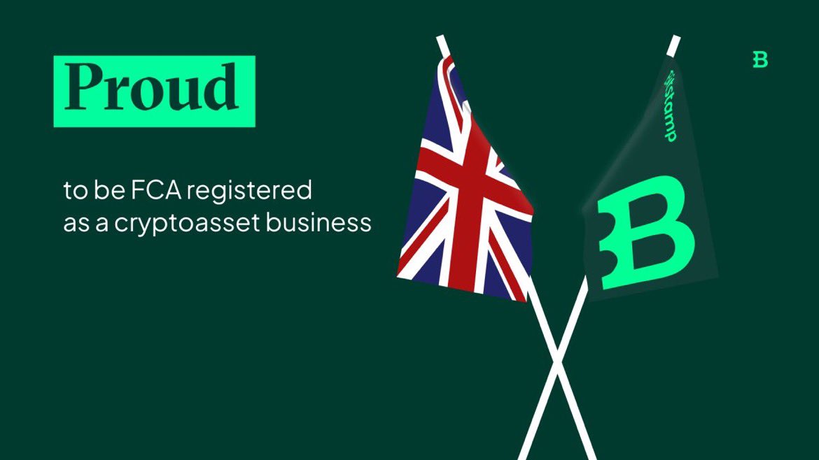 jbg0123's tweet photo. We are proud to announce that @Bitstamp has achieved another major milestone! 💚
 
We are now registered as a cryptoasset business with the UK’s Financial Conduct Authority 🇬🇧

A big kudos to all the Bitstampers who have been engaged in this key strategic initiative!💪
 
#crypto https://t.co/bGdac6kOKg