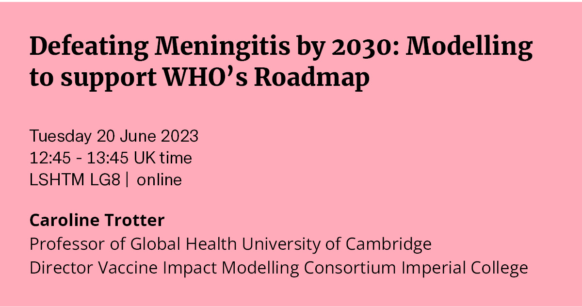 CMMID (@cmmid_lshtm) on Twitter photo Next week!
👋to <a href="/CarolineTrott13/">Caroline Trotter</a> who will discuss the use of modelling to inform decision-making on vaccine policy and epidemic response. 💉📊
📅20 June 2023
⏲️12:45 UK time
👉tinyurl.com/29thnmen Next week!
👋to <a href="/CarolineTrott13/">Caroline Trotter</a> who will discuss the use of modelling to inform decision-making on vaccine policy and epidemic response. 💉📊
📅20 June 2023
⏲️12:45 UK time
👉tinyurl.com/29thnmen
