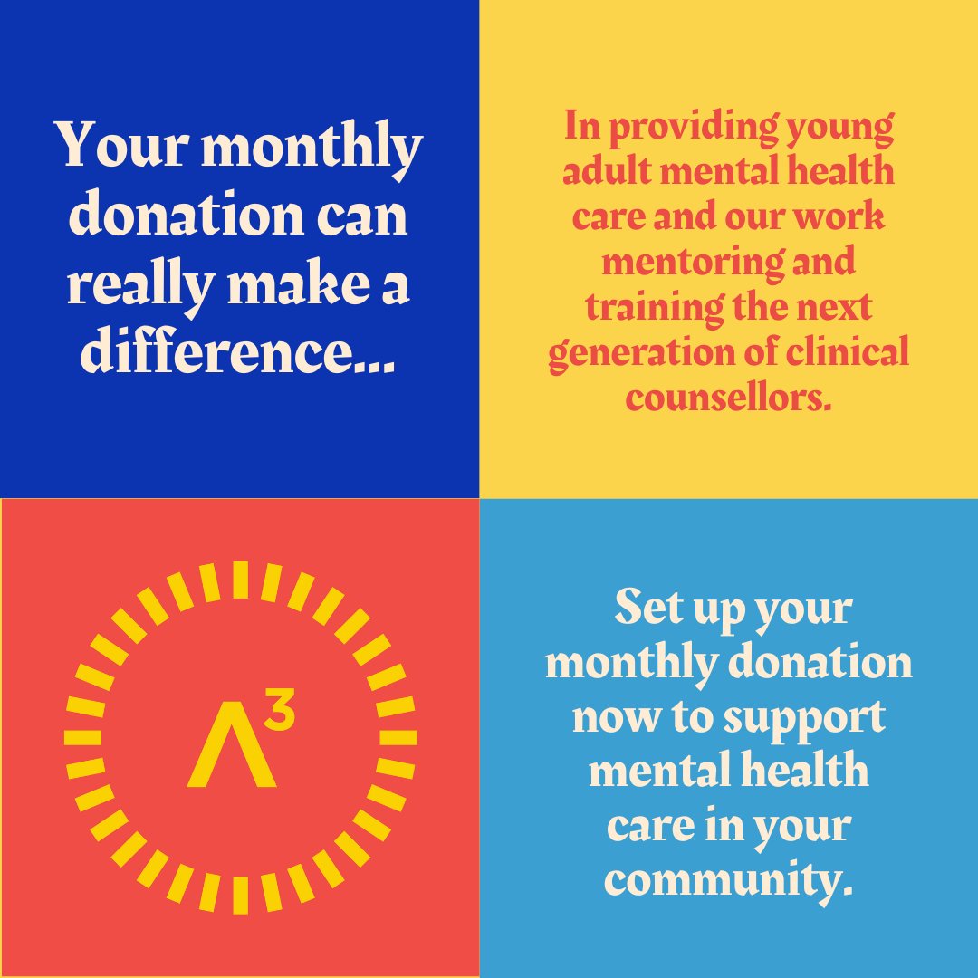 3rdSpaceCharity's tweet photo. Just a small, recurring gift can go a long way in sustaining Third Space Charity and our commitment to providing accessibly mental health care to young adults in our community. Setting up your monthly commitment is easy, just head to https://t.co/M5G20UQO6m. https://t.co/Q9SWDQ0zbh