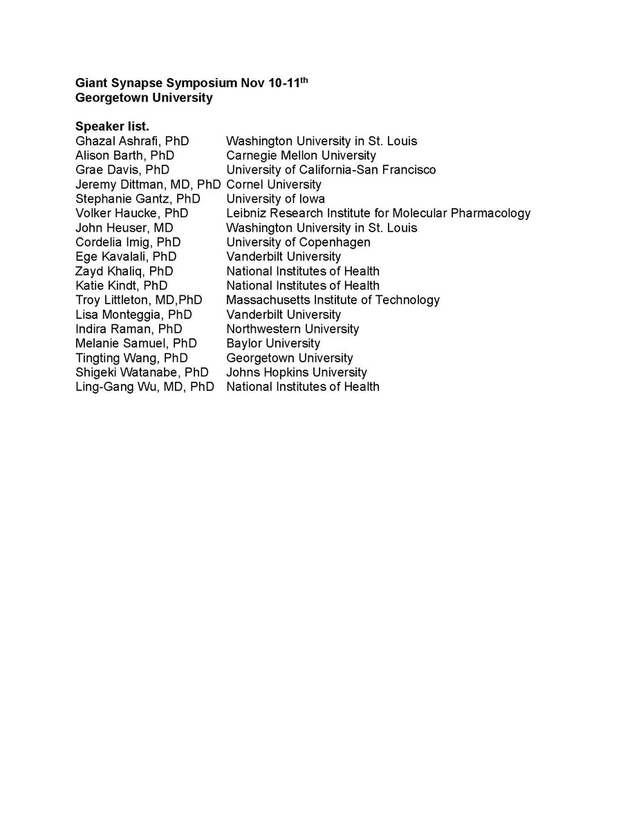 samyounglab (@samyounglab) on Twitter photo Giant Synapse update 18 speakers confirmed We have short talk slots for grad students/post docs Meeting is free Nov 10-11 Synapses reign supreme Webpage to come Please RT
@KateOCG <a href="/JasonSynaptic/">Jason Shepherd</a> <a href="/SynapsesInSight/">Melanie Samuel</a> <a href="/CAndrewFrank/">C. Andrew Frank</a> @HTB_soFLY <a href="/TedAbelneuro/">Ted Abel</a> @PeriKurshan @NeuroBender Giant Synapse update 18 speakers confirmed We have short talk slots for grad students/post docs Meeting is free Nov 10-11 Synapses reign supreme Webpage to come Please RT
@KateOCG <a href="/JasonSynaptic/">Jason Shepherd</a> <a href="/SynapsesInSight/">Melanie Samuel</a> <a href="/CAndrewFrank/">C. Andrew Frank</a> @HTB_soFLY <a href="/TedAbelneuro/">Ted Abel</a> @PeriKurshan @NeuroBender