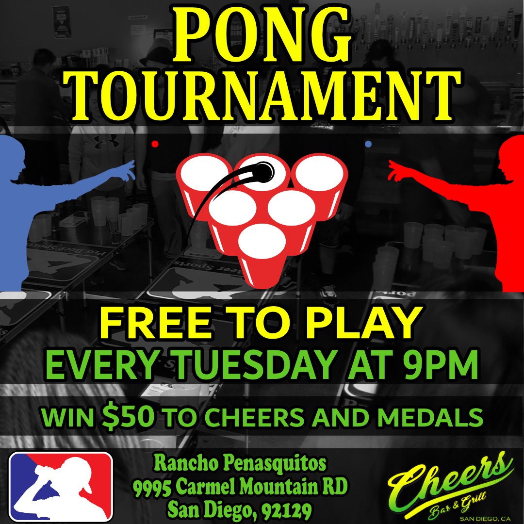 1st wins $50 to the bar and champion medals! #beerpong