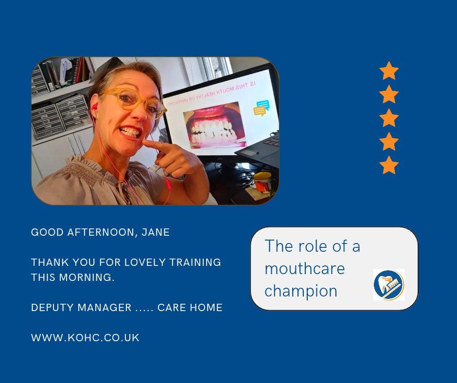 Jane received some lovely feedback this morning delivering one if our free live webinars 🖥💻

kohc.co.uk

Click the link to book on the next FREE one 🌟

#carers #caremanagers #carehomemanager #residentialcare #respitecare #dementiacare #careworker #nursinghome