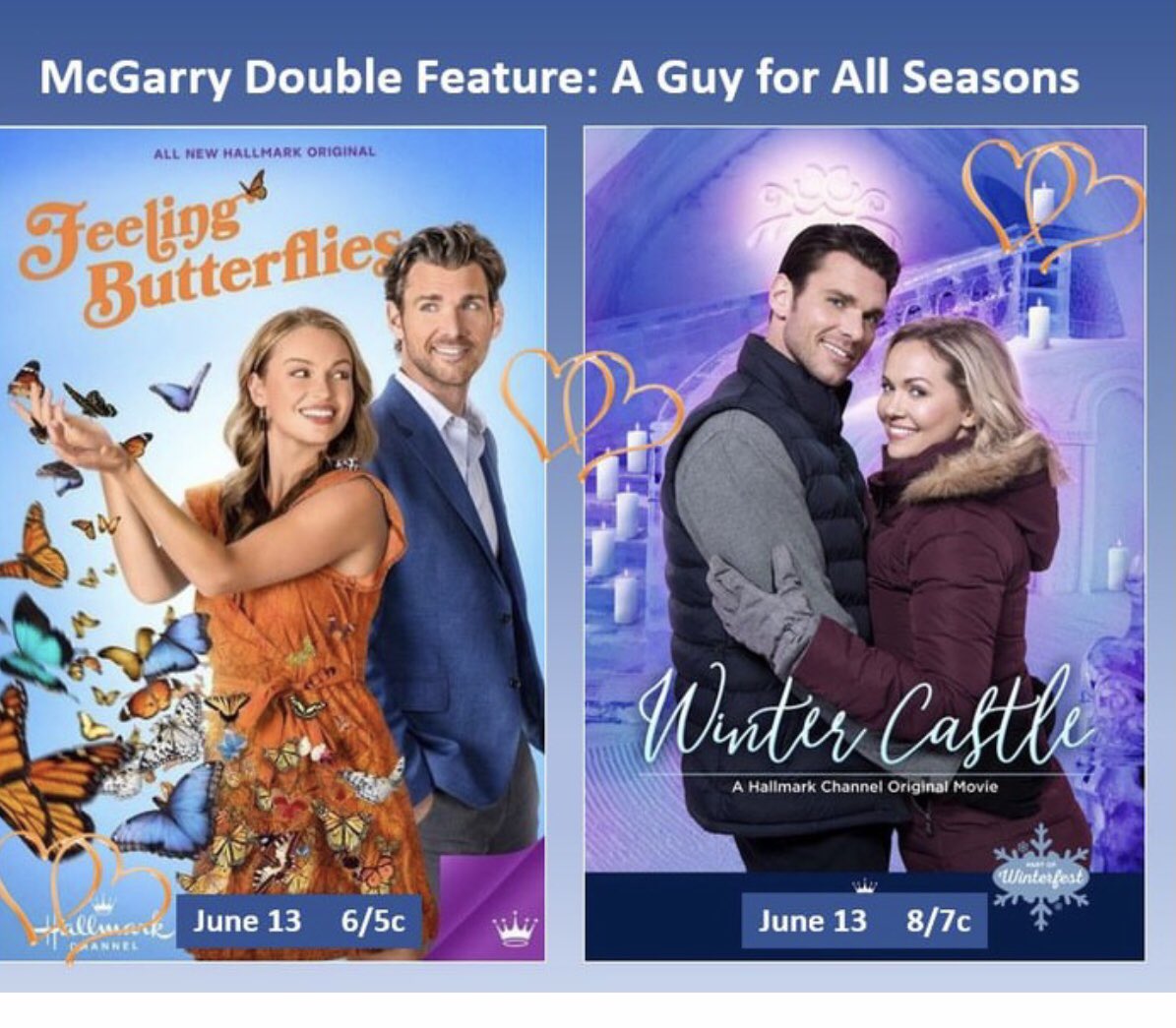 What are you doing tonight ? @hallmarkchannel
Surprising delight 6pm & 8pm 
@kevin_mcGarry @imKaylaWallace @EmilieUllerup #McGarries #Hearties Join the fun 🌟🌟🌟