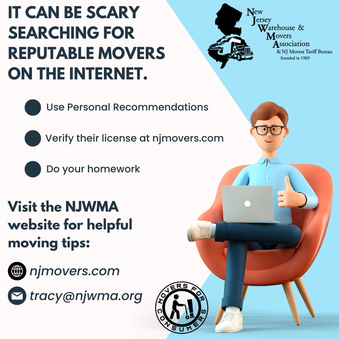 njwma's tweet photo. #njmovers #njwma #movingtips #moving #licensedmovers #moversforconsumers https://t.co/I6TRNdLXU9