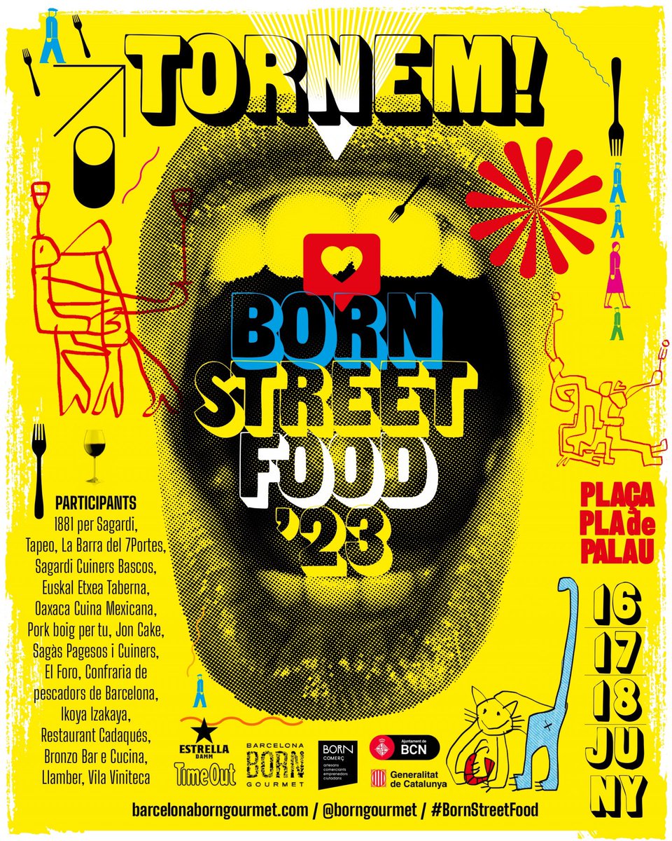 Torna el #BornStreetFood! Els dies 16, 17 i 18 de juny ens veiem a Pla de Palau a la gran festa gastronòmica del barri del Born. Us hi esperem amb els nostres vins i formatges! bit.ly/43ThtP5

📅 Divendres i dissabte de 12:00 h a 23:00 h, i diumenge de 12:00 h a 22:00 h.