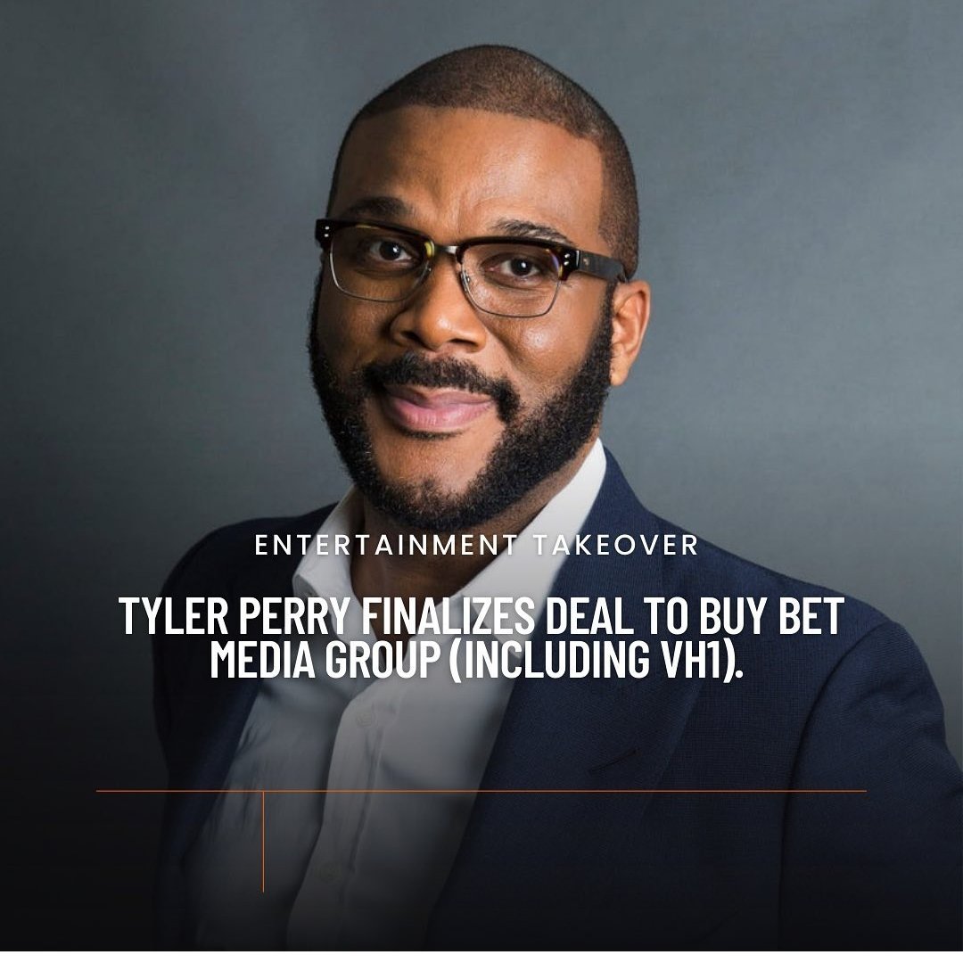 Tyler Perry just made history as the first African American to buy two major television networks 
* For the first time in 21 years, BET is Black owned again, and for the first time ever VH1 is now black owned 
Per- Culture Central