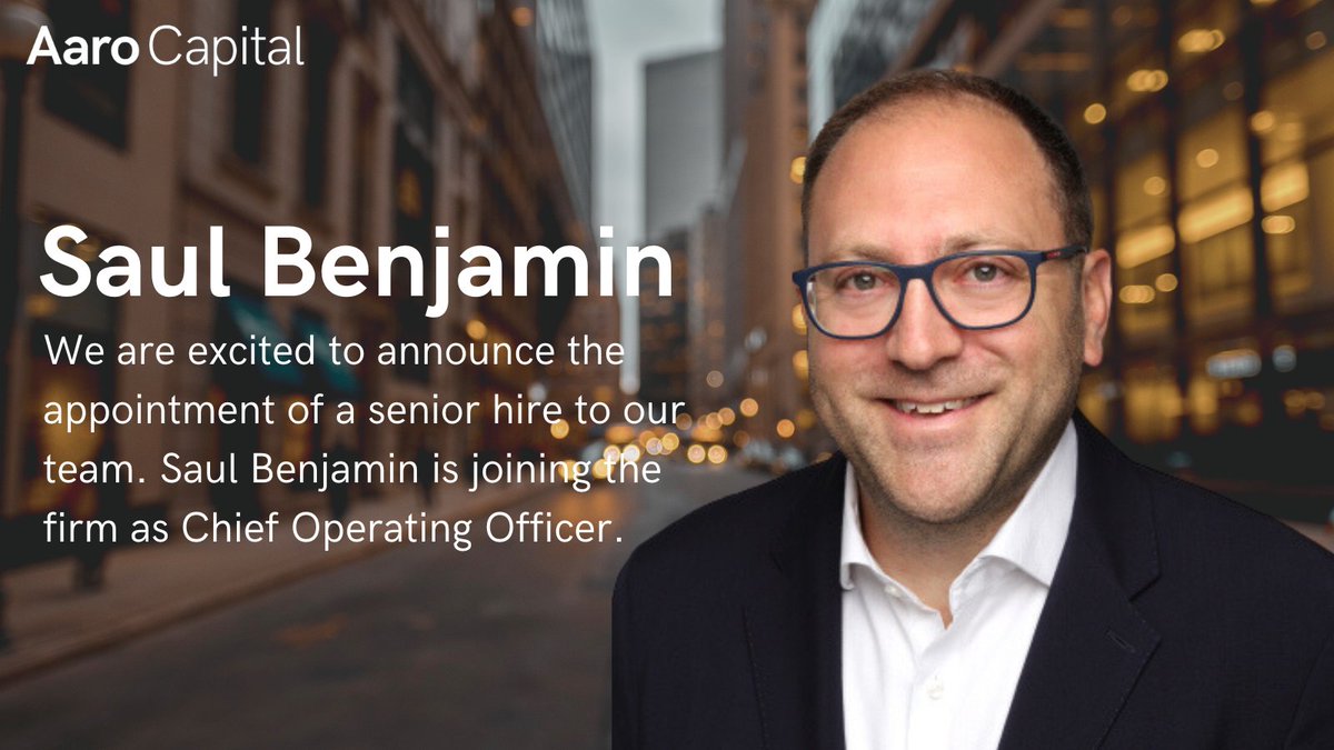 Aaro Capital (@aarocapital) on Twitter photo We are pleased to welcome Saul Benjamin to <a href="/AaroCapital/">Aaro Capital</a> as Chief Operating Officer. Saul will play a vital role in driving operational excellence and supporting Aaro Capital's growth initiatives.
#NewHire #AssetManagement #CryptoAssets #DLT We are pleased to welcome Saul Benjamin to <a href="/AaroCapital/">Aaro Capital</a> as Chief Operating Officer. Saul will play a vital role in driving operational excellence and supporting Aaro Capital's growth initiatives.
#NewHire #AssetManagement #CryptoAssets #DLT