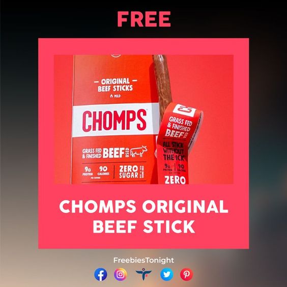 FreebiesTonight's tweet photo. Try the irresistible Chomps Original Beef Stick for FREE! Just use voice command send me a sample with Alexa or Google Assistant. Instructions on their site.

FREE Beef Stick  ➡️: https://t.co/rQlk6IYbG5

#freebies #freesamples #AleXa #GoogleAssistant #BEEF #StickSeason #Chomps https://t.co/9IJZfvle4E