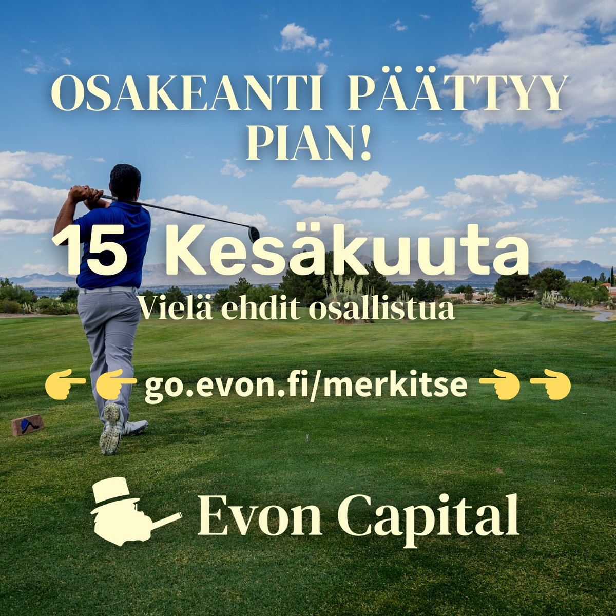 evon_capital's tweet photo. 💎OSAKEANTI ON PÄÄTTYMÄSSÄ💎
Mutta vielä ehdit mukaan! 💪

Ostamme portfolioomme: 
☎️Vanhoja puhelinosakkeita 
🏢Vakiintuneita laatuyhtiöitä 
📈Kasvupotentiaalia

🫵Liity sinäkin 160 omistajan joukkoon 🫵

👉👉👉 https://t.co/0K0y1IbPMd https://t.co/NMqMiTyczP