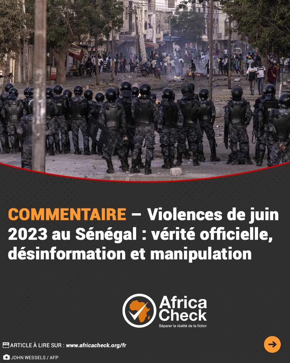 #Senegal 🇸🇳-  Le 5 juin 2023, la police a présenté des images prétendant montrer des individus armés attaquant les forces de sécurité à #Dakar.
Mais, une analyse approfondie démontre qu'ils étaient en réalité du côté des forces de l'ordre.

✍🏾 <a href="/dialimpa/">samba  dialimpa</a> ⤵️
africacheck.info/463z34E