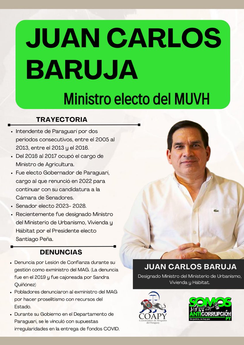 📌Para informarnos un poco sobre el CV del nuevo Ministro del Ministerio de Urbanismo Vivienda y Hábitat (MUVH) Juan Carlos Baruja.