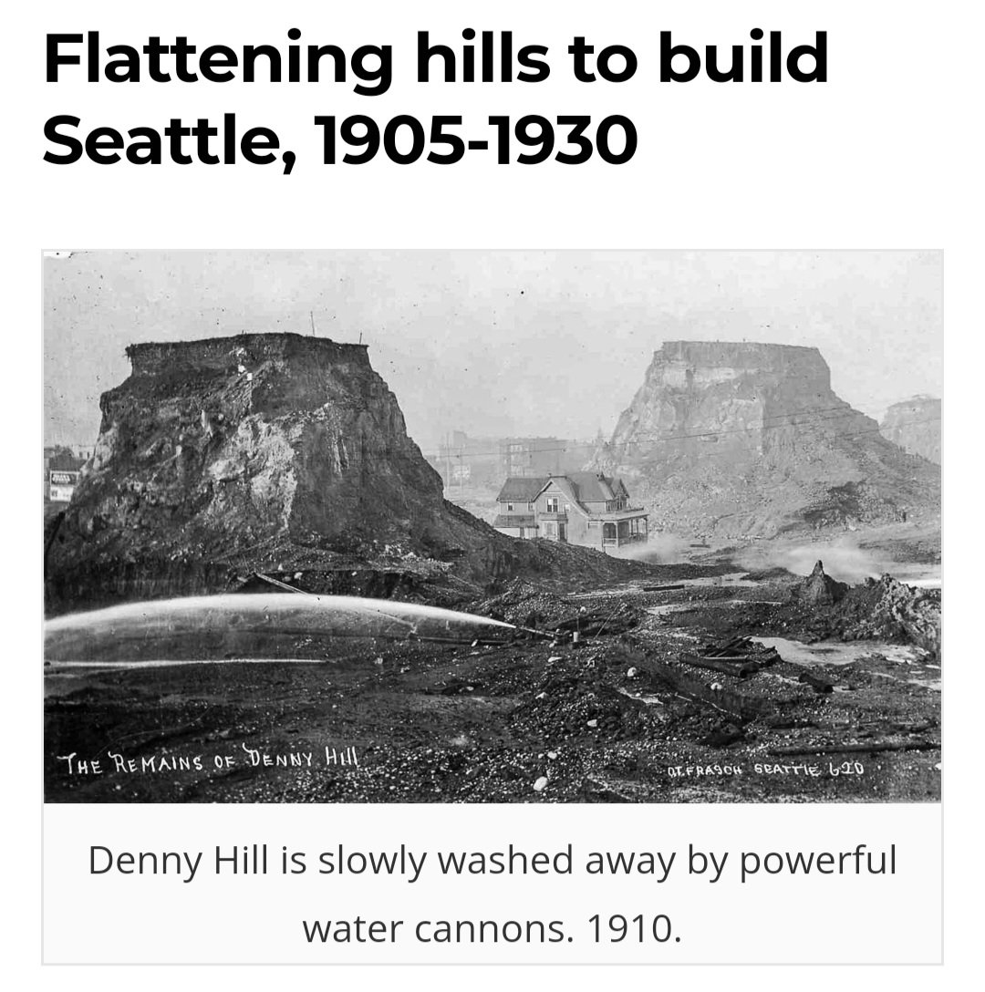 I like historical photos. Give me one from where you are on the planet 🌍🌎🌏

Here's Seattle Denny regrade in 1910 using water cannons 💦