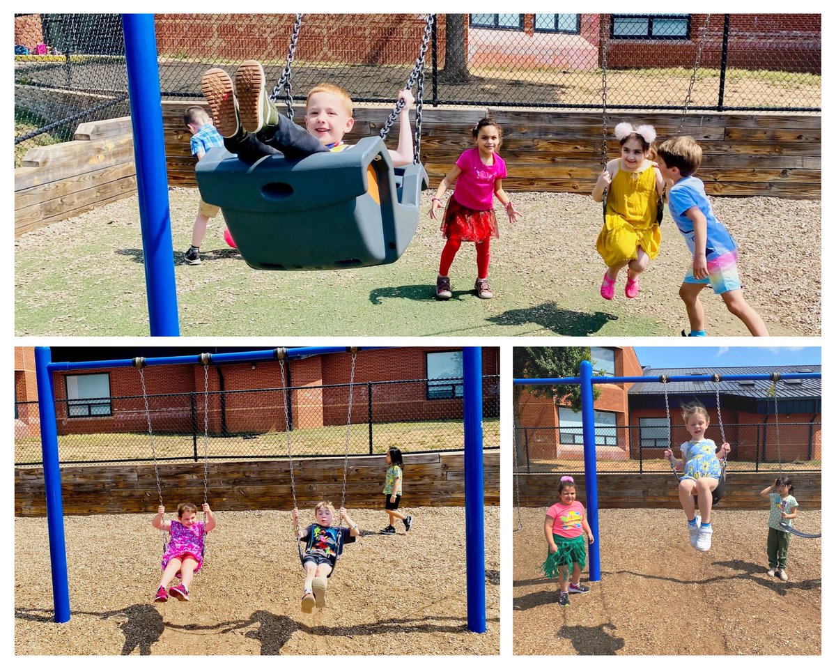 What a perfect day for some time on the swings!  Kindergarten students were smiling from ear to ear!