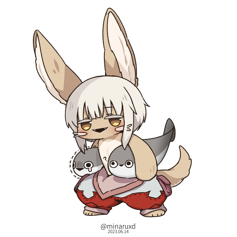 nanachi (made in abyss) 1other animal ears furry tail white background whiskers yellow eyes  illustration images