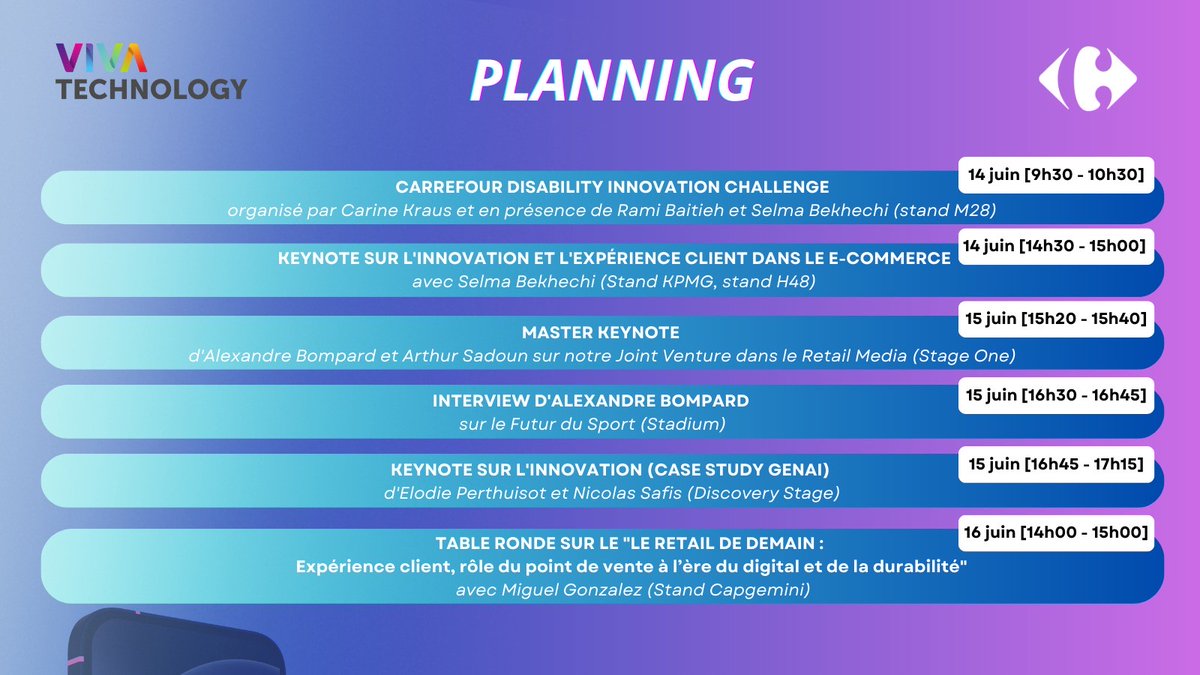 Dès demain, nous serons à #VivaTech2023.
Tout le programme d'intervention de nos speakers ici 👇