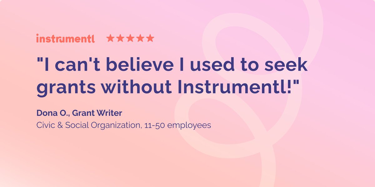 "The features that have made the biggest change in my grant writing process have been the submission deadline reminders, tasks, accessible funder profiles, and the awarded/goal/waiting sum amount counts at the top of my dashboard." 💜 

Read our reviews: capterra.com/p/233384/Instr…