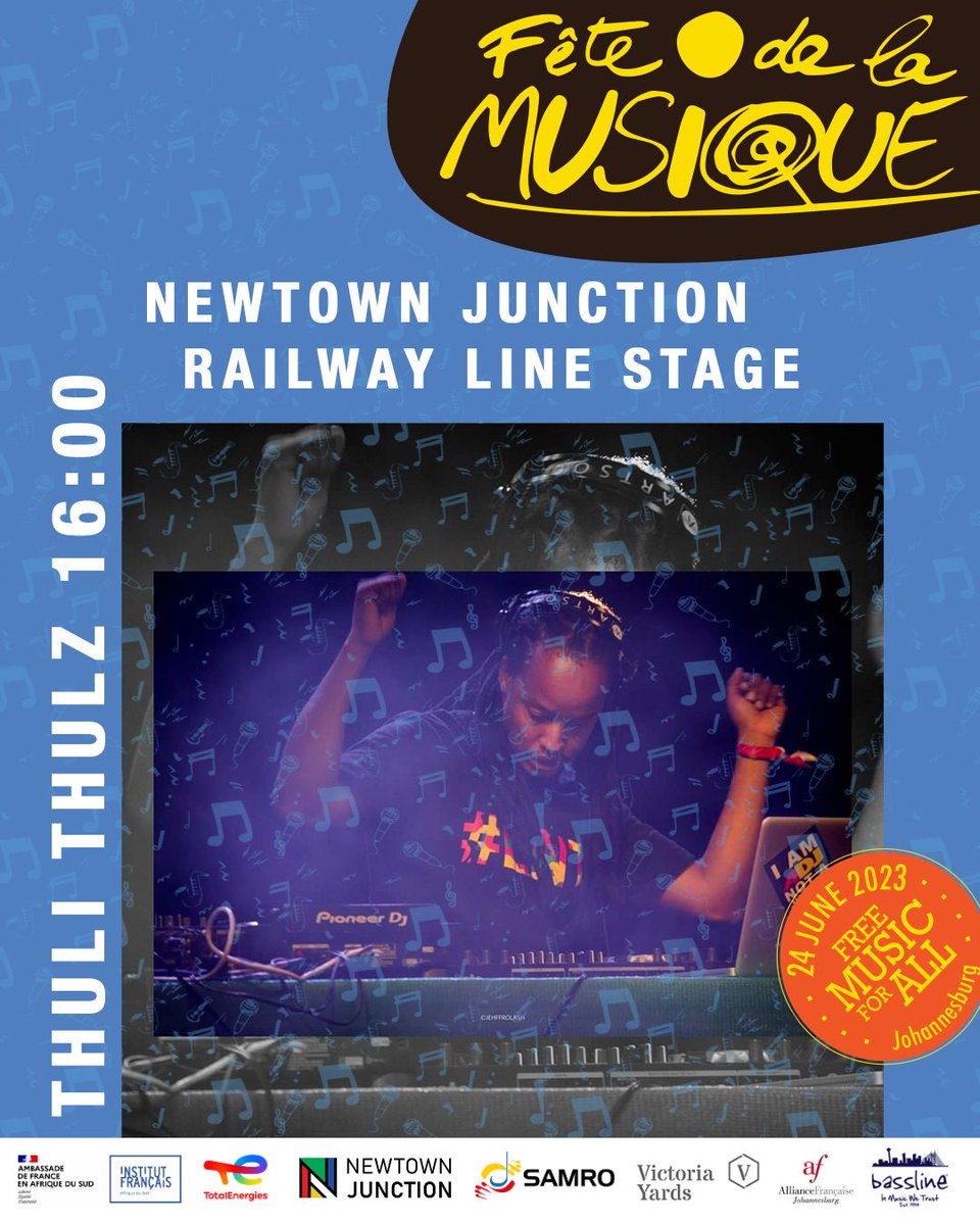 thulithulz_dj's tweet photo. Out at the @JoburgFDLM on the 24th of June... Let's meet up at the Newtown Junction Railway Line Stage at 4pm for some #Reggae and #Dancehall vibez... Don't forget your dancing shoes ❤️💛💚
@if_southafrica @frenchembassyza https://t.co/cRHwoX48e7