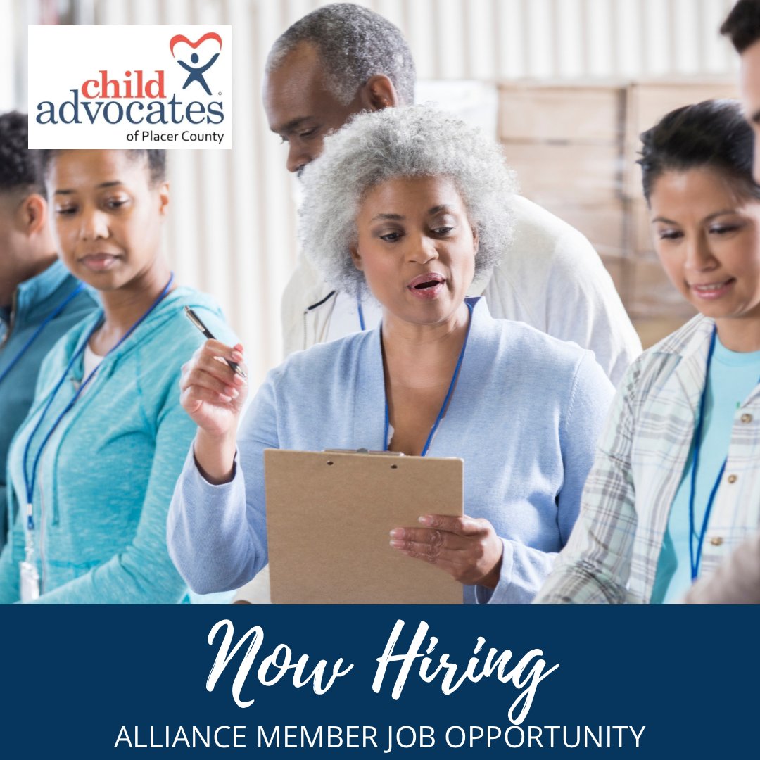 Child Advocates of Placer County has two job opportunities:

-Yuba CASA Volunteer Recruitment & Engagement Coordinator
-Yuba CASA Program Supervisor

If you are interested in more information, please email Carmen Hill at carmen@casaplacer.org