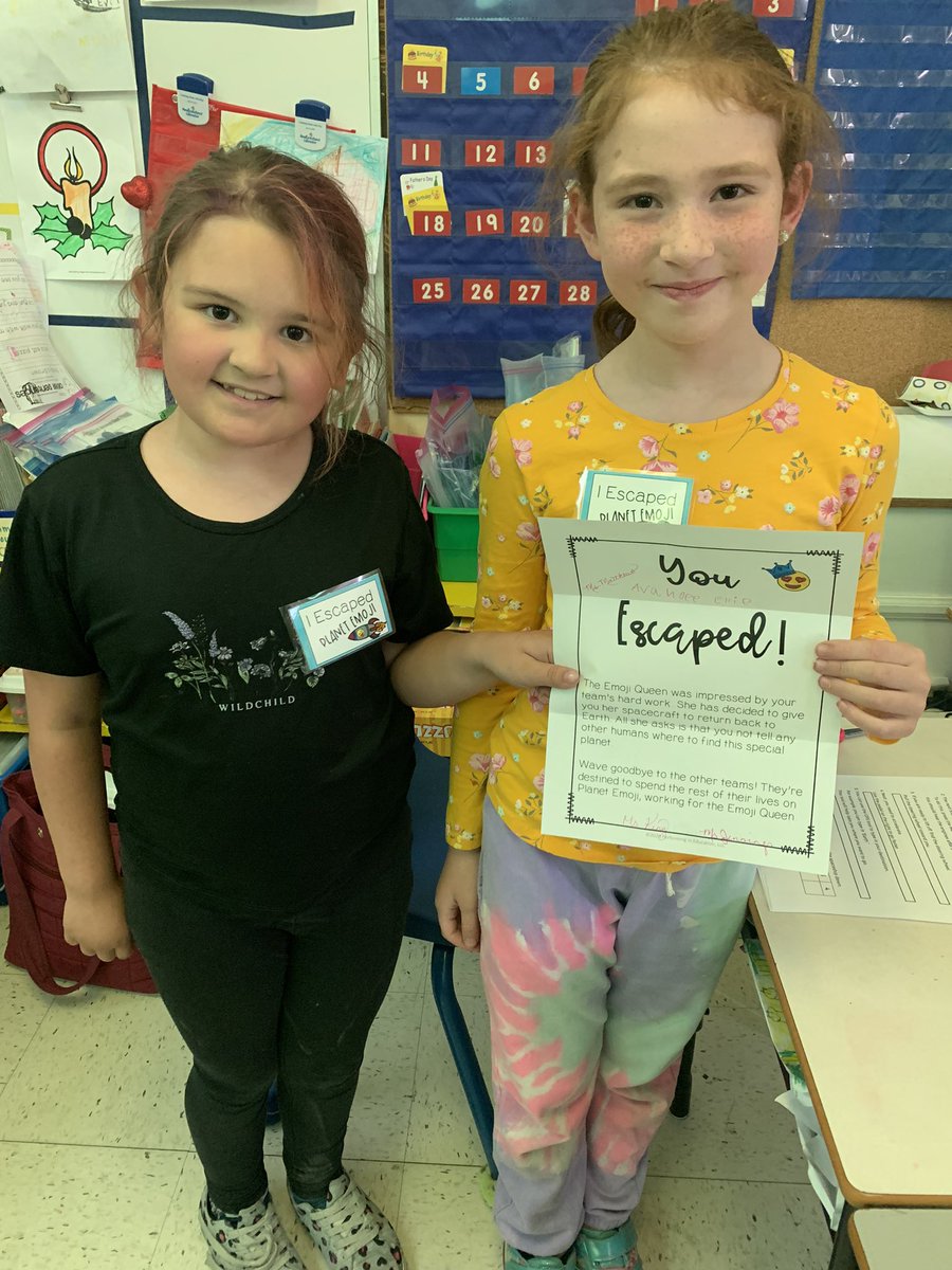 This team of 2 worked hard to escape from Emoji Planet 😍😋🙂😌. You can now use the Emoji Queen’s rocket to return to planet Earth. Congratulations team Yellow! <a href="/Buddy3896/">Peacock Primary School</a> <a href="/MsSherryJennin1/">MsSherryJennings</a> <a href="/misskmatthews16/">Kerry Matthews</a>