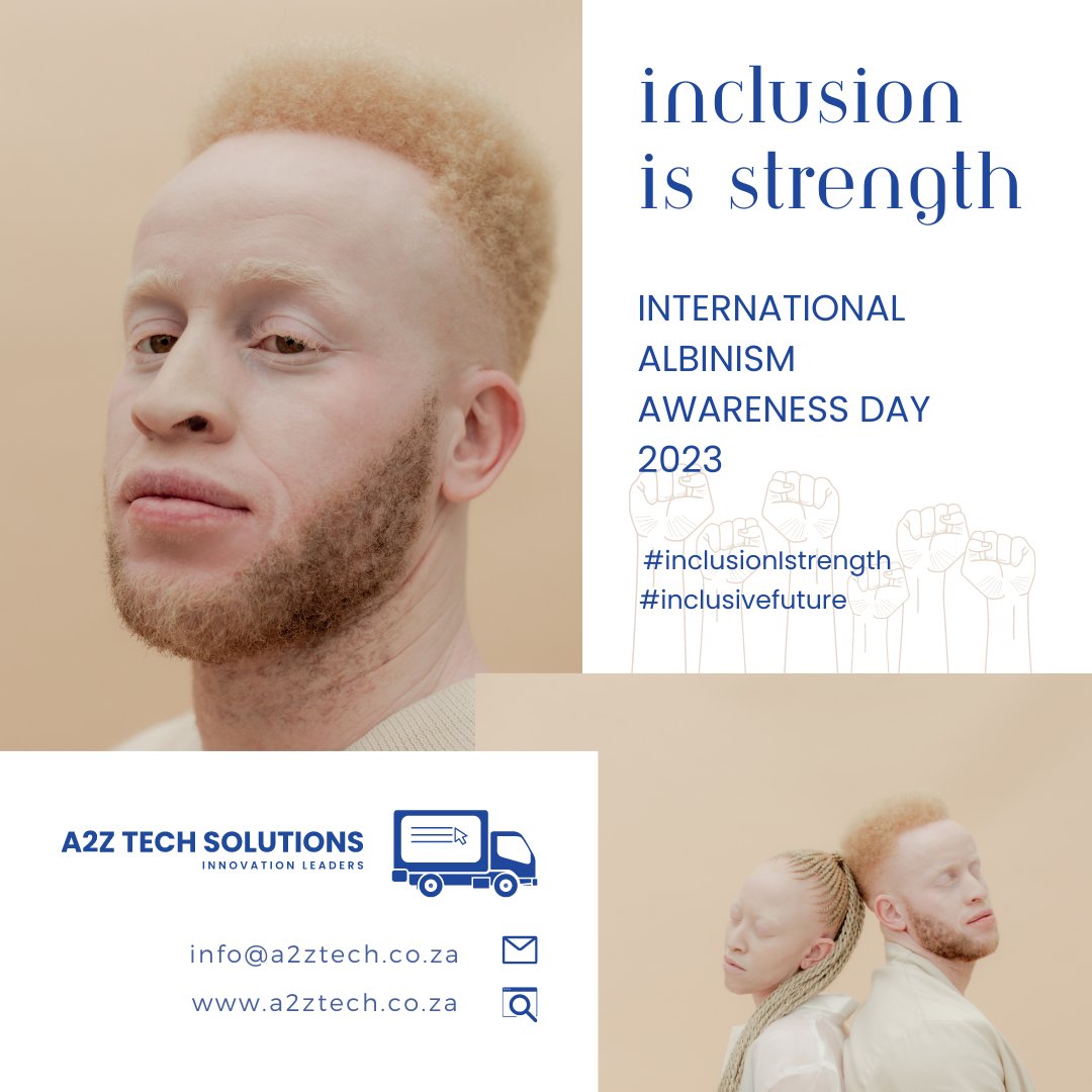 Happy International Albinism Awareness Day!!! @A2ZTECHSHOP1 celebrates the beauty and strength of people with Albinism. @UN we support, United Nations #InclusionIsStrength #AlbinismAwarenessDay #Tech #DevelopersIO #AI #TechEducation #AIDoctor #ArtificialIntelligence #codinglife