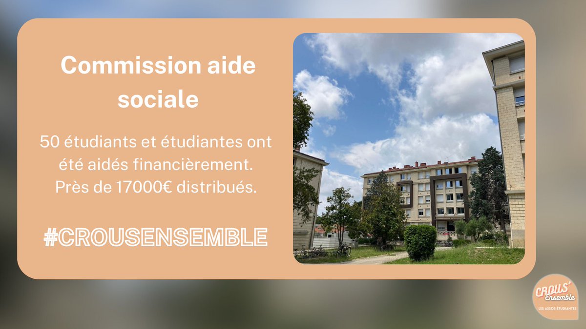🗣️ Nos élus étaient présents aujourd’hui en commission ASAP pour étudier les dossiers d’aide sociale.

🧑‍🎓 Si tu rencontres des difficultés, contacte le service social du 
<a href="/crousmontpel/">Crous de Montpellier-Occitanie</a> !